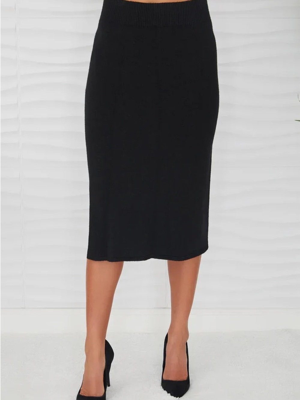 knit pencil skirt with slit